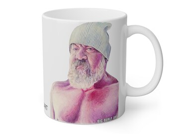 Taza blanca con diseño de oso musculoso Mariusz, 11 oz