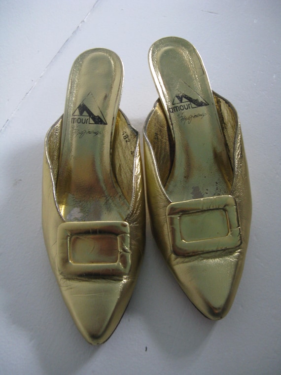 Vintage 80s 1980s does 1940s Metallic Gold Louis … - image 6