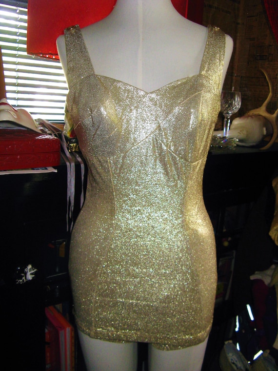 1950s 50s Gold Lurex Lame' Robby Len Fashions Pin… - image 1