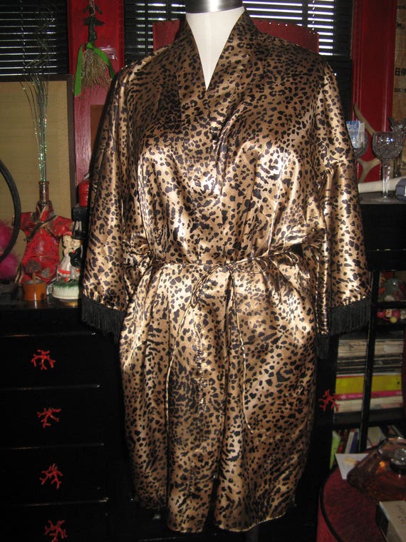 Val Mode USA Leopard kimono robe cover-up top Smal