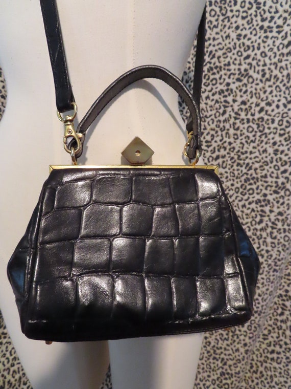 Nicole Miller Dice Kiss-lock Cross Body Handbag 1980s 80s Mock