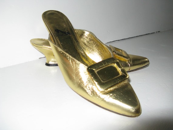 Vintage 80s 1980s does 1940s Metallic Gold Louis … - image 2