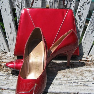 Johansen 50s Quasar Red pinup stiletto shoes and handbag set  pinup rockabilly burlesque vlv 7