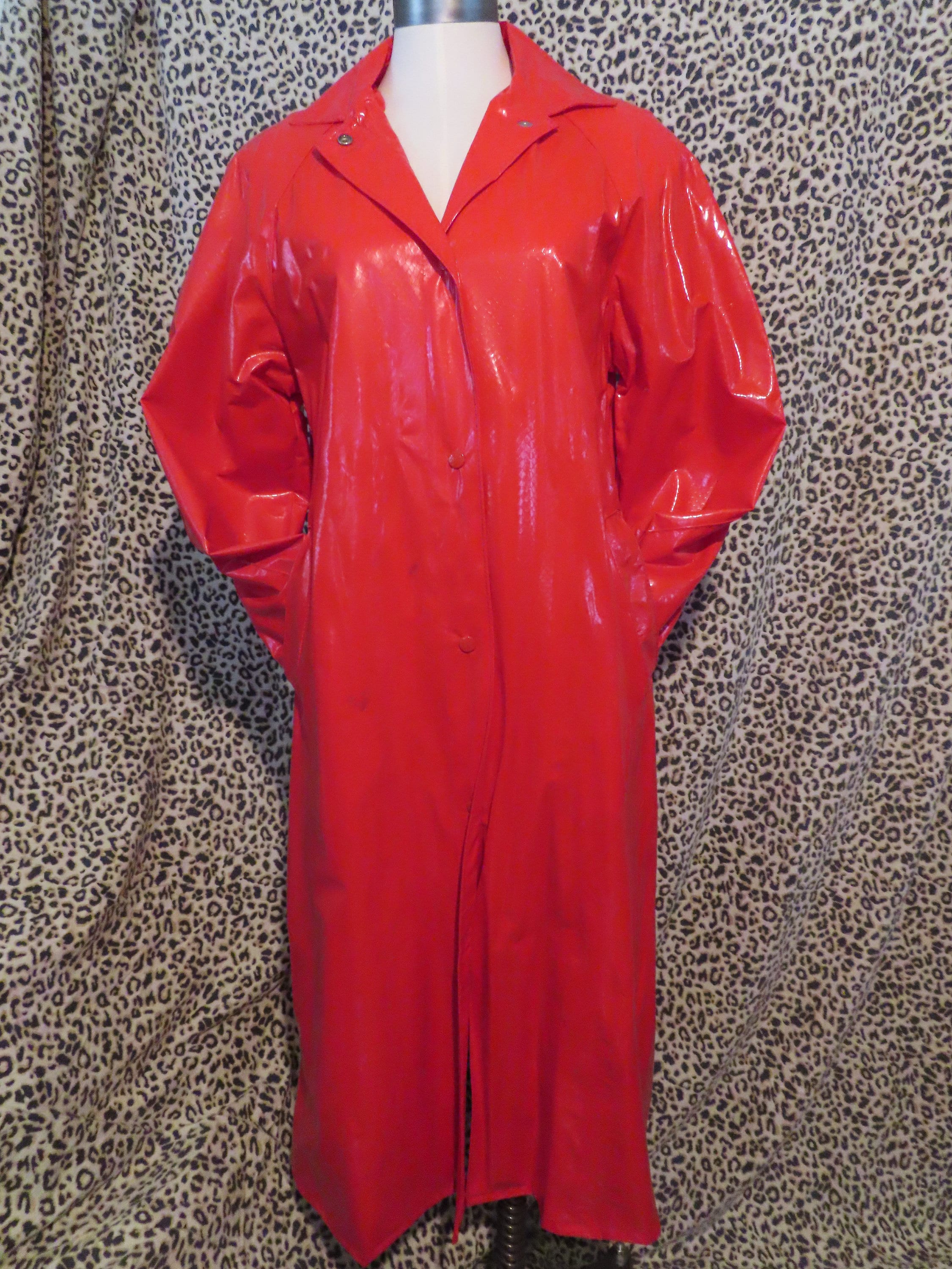 Kenn Sporn for Wippette 1980s 80s Patent Snake Texture Rain Coat
