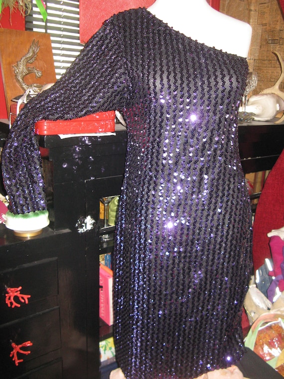 Frederick's of Hollywood One Sleave Purple Sequin Dress Gown 13/14 USA  Volup - Etsy Canada