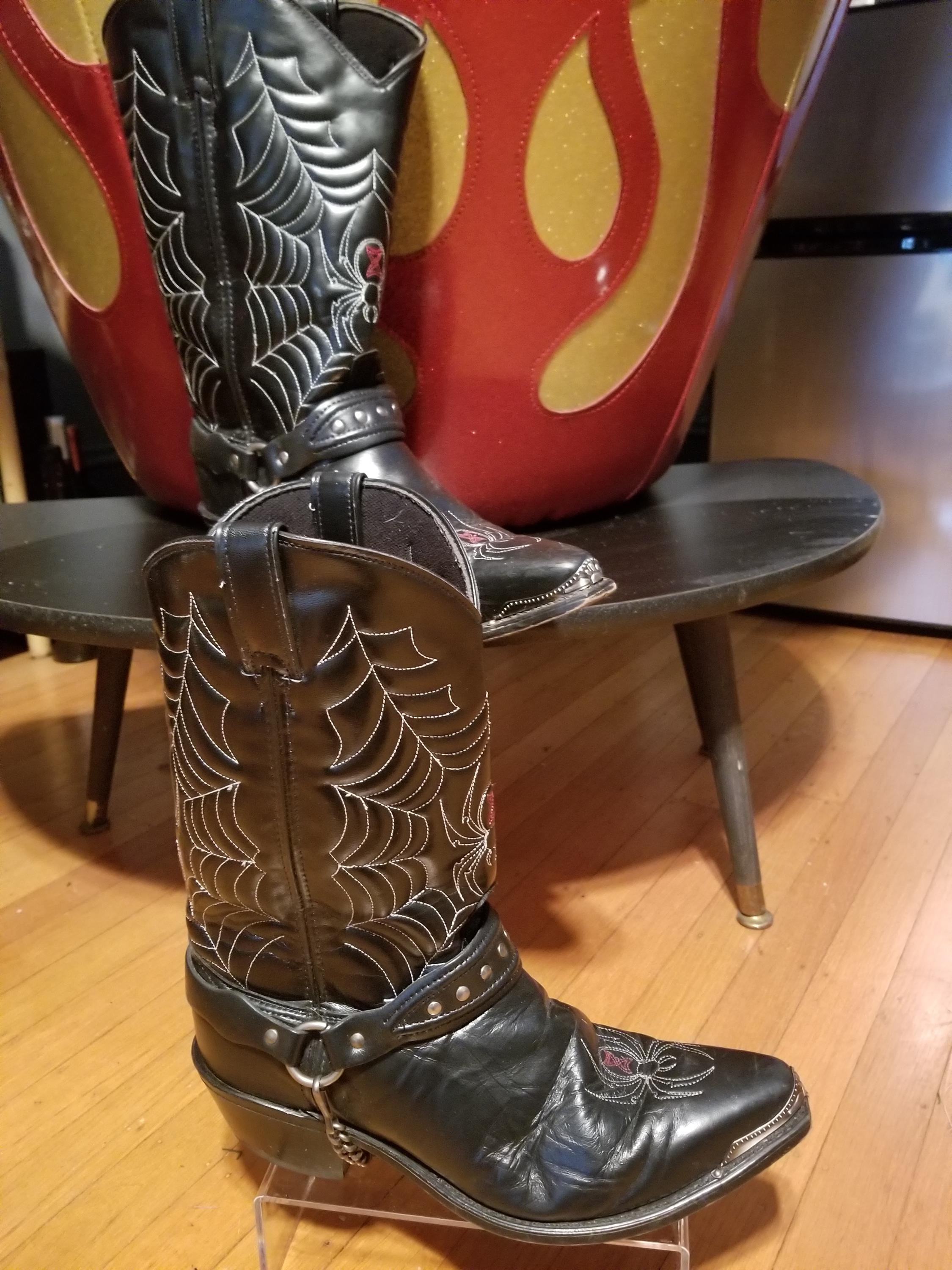 ヴィンテージウエスタンブーツ ブラック　ブルー 楽天市場】【クーポン対象品】 ウエスタンブーツ 本革 レザー