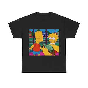 Bart und Lisa Simpson Geldbeutel T-Shirt - Lustiges Simpsons Grafikshirt - Oberteil mit Bargeldaufdruck - Cartoon Charakter Kleidung