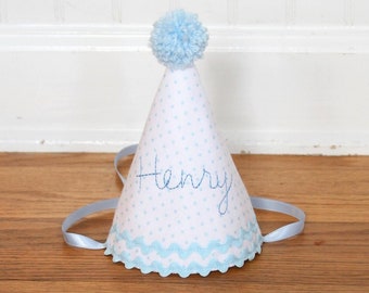 Boy first birthday hat | Blue boy birthday | Custom party hat | Handmade birthday hat | Personalized party hat | Baby birthday hat