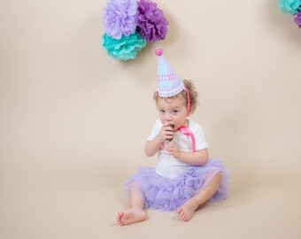 Girl first birthday hat | Pink girl birthday | Custom party hat | Handmade birthday hat | Personalized party hat | Baby keepsake