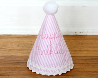 Girl first birthday hat | SHIPS NEXT DAY | Pink girl birthday | Custom party hat | Handmade birthday hat | Baby birthday hat