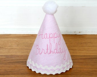Girl first birthday hat | SHIPS NEXT DAY | Pink girl birthday | Custom party hat | Handmade birthday hat | Personalized party hat