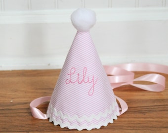 Girl first birthday hat | Pink party hat | Baby birthday hat | Handmade birthday hat | Personalized birthday hat | Pink birthday hat