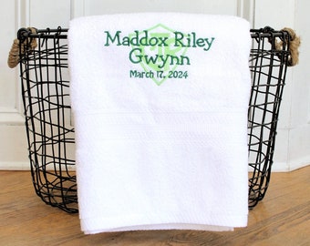 Personalized Baptism Towel | Embroidered CTR Keepsake