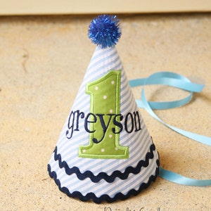 First Birthday Boy Birthday Hat Handmade Birthday Hat Party hat boy Boy cake smash outfit Personalized Boy Birthday Hat image 1