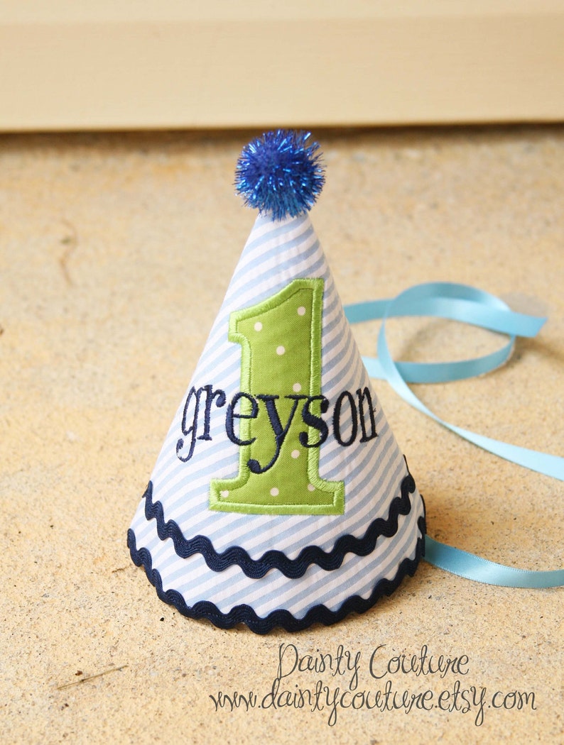 First Birthday Boy Birthday Hat Handmade Birthday Hat Party hat boy Boy cake smash outfit Personalized Boy Birthday Hat Hat only