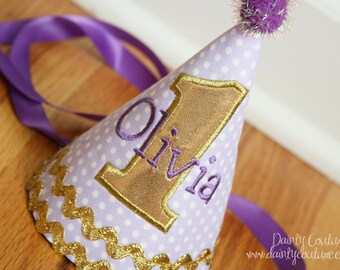 Girl first birthday hat | Pink girl birthday | Custom party hat | Handmade birthday hat | Personalized party hat | Baby keepsake