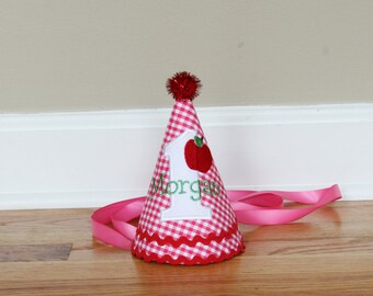 Girl first birthday hat | Pink girl birthday | Custom party hat | Handmade birthday hat | Personalized party hat | Baby keepsake
