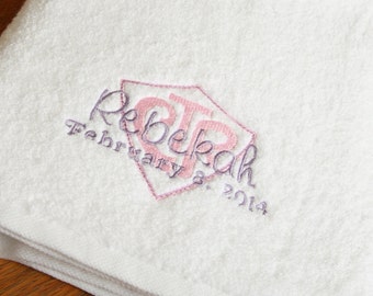 CTR Baptism Towel - LDS gift - Baby baptism - Girl baptism - baptism keepsake - Personalized Towel  - 8 is Great - Eight is Great