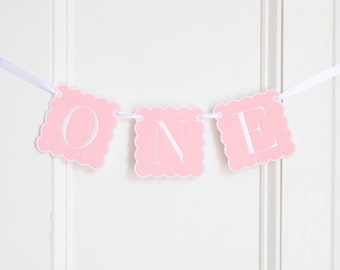 First Birthday Girl | Fabric Birthday Banner | ONE Birthday Banner | ONE Highchair Banner | Pink First Birthday Decor