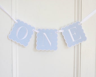 First Birthday Boy | Fabric Birthday Banner | ONE Birthday Banner | ONE Highchair Banner | Blue First Birthday Decor