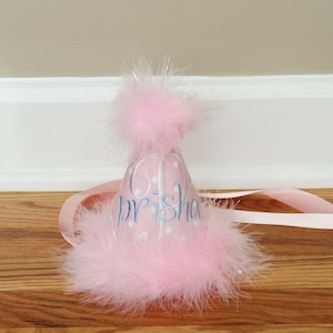 Girl first birthday hat | Pink girl birthday | Custom party hat | Handmade birthday hat | Personalized party hat | Baby keepsake