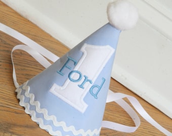 Baby birthday hat boy - Boy party hat - Blue birthday - Boy birthday hat - Handmade Party Hat - Personalized Birthday Hat