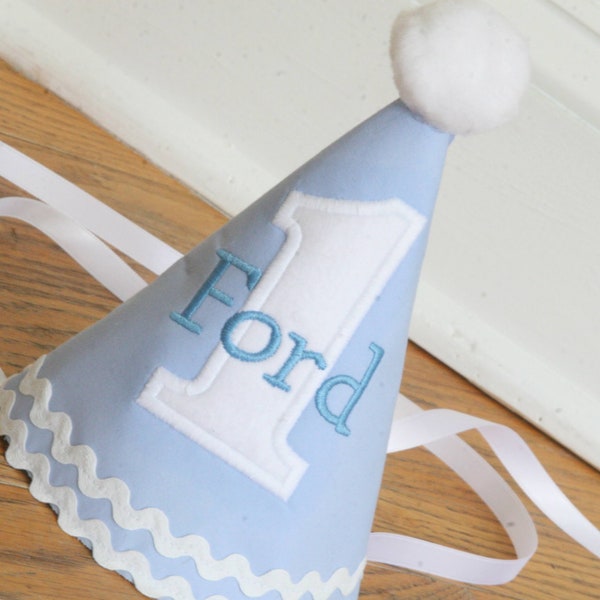 Baby birthday hat boy - Boy party hat - Blue birthday - Boy birthday hat - Handmade Party Hat - Personalized Birthday Hat