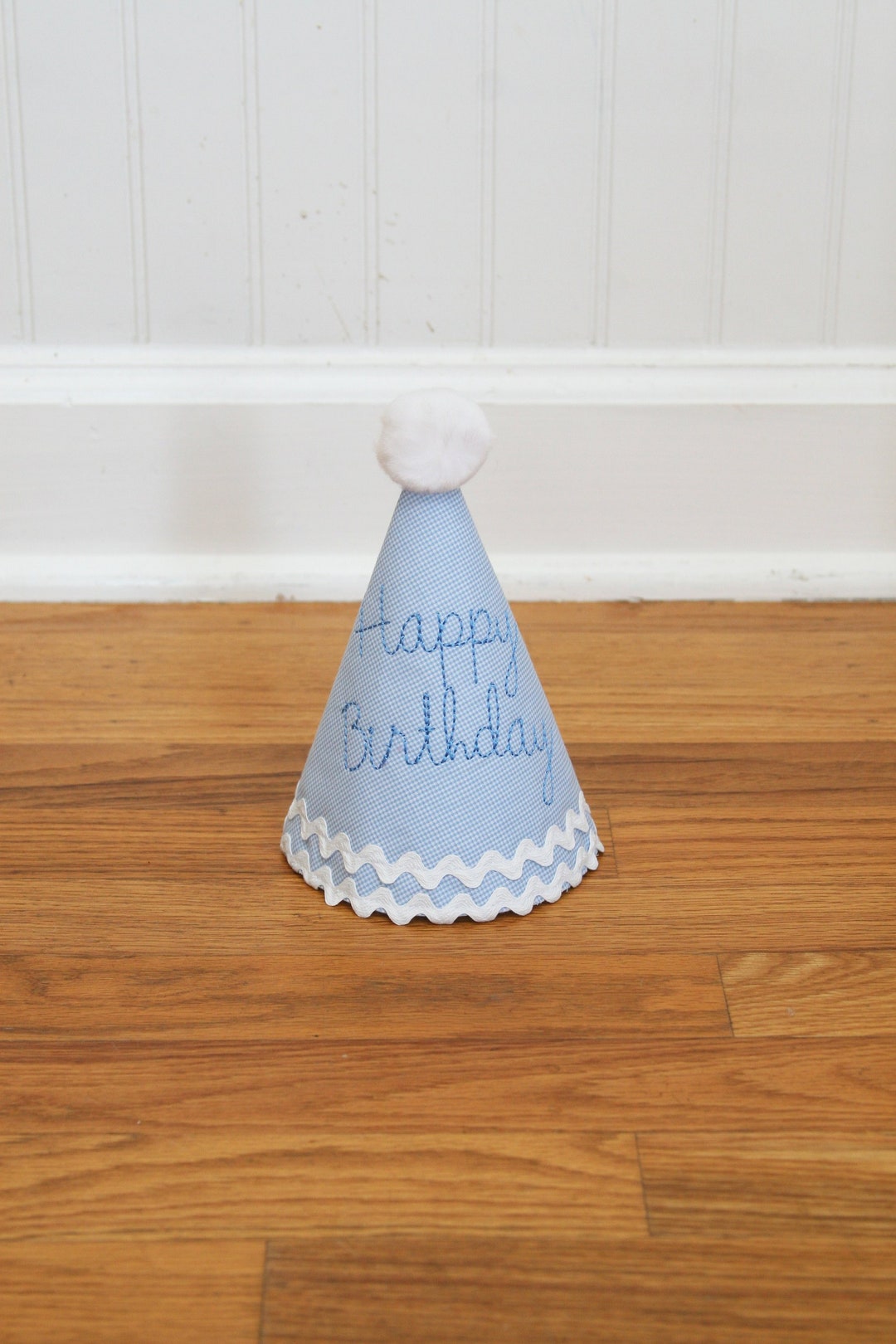 1st Birthday Hat - SHIPS NEXT Day - Blue Gingham Birthday - Happy ...