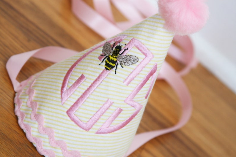 Girl First Birthday Hat Bee birthday Bee first birthday I can/'t bee Pink and yellow 1st birthday girl