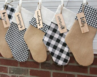 Christmas Stocking Farmhouse decor - Farmhouse Christmas - Farmhouse Christmas Stocking - Burlap Stocking - Handmade