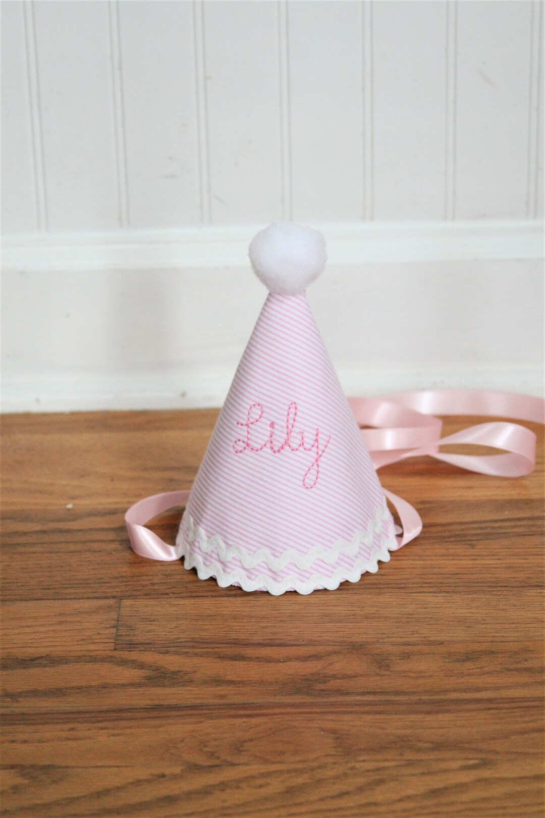 Girl First Birthday Hat Pink Party Hat Baby Birthday Hat Handmade Birthday Hat Personalized