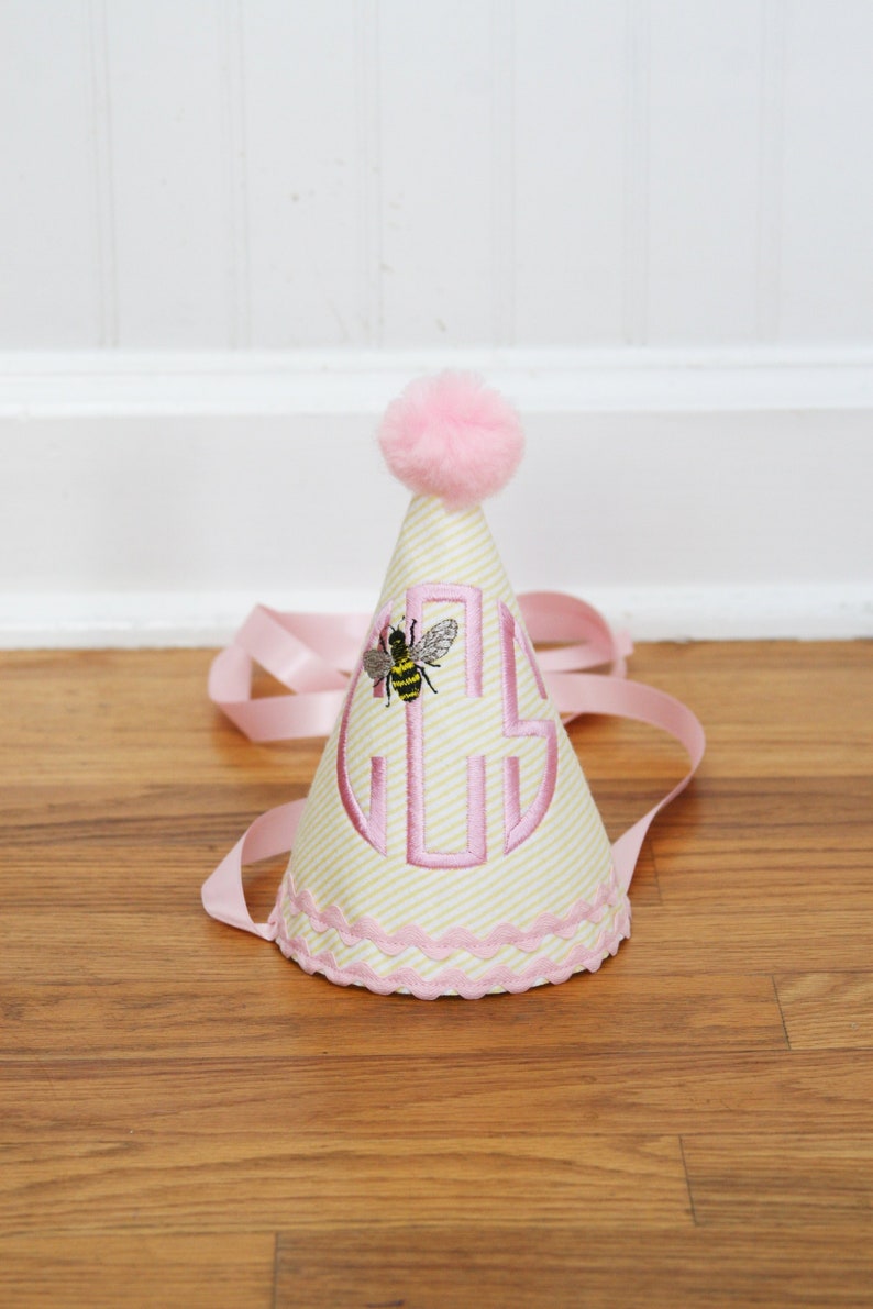 Girl First Birthday Hat Bee birthday Bee first birthday I can/'t bee Pink and yellow 1st birthday girl