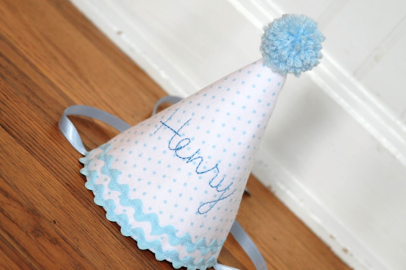 Boy first birthday hat Blue boy birthday Custom party hat Handmade birthday hat Personalized party hat Baby birthday hat Hat only