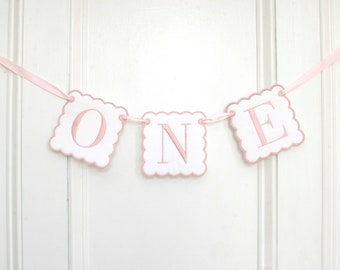 First Birthday Girl | Fabric Birthday Banner | ONE Birthday Banner | ONE Highchair Banner | Pink First Birthday Decor