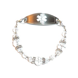 Women&#39;s Crystal Medical Alert ID Bracelet 6.5 or 5.5 &quot; with Two Extenders Interchangeable Replacement Only Does Not Include Medical Tag