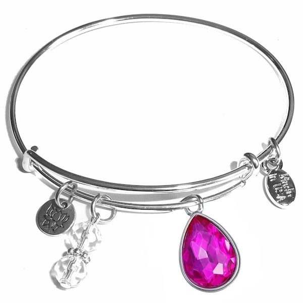 Birthstone Bangle Bracelet - October - Bangle Cuff Bracelet, Comes in a Gift bag.