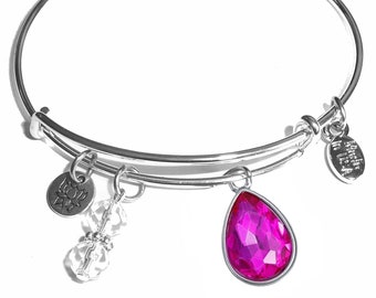 Birthstone Bangle Bracelet - October - Bangle Cuff Bracelet, Comes in a Gift bag.