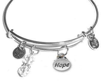HOPE Bangle Bracelet- Expandable Message Charm Bangle Cuff Bracelet, Comes in a Gift bag.
