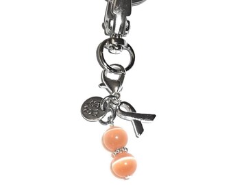 Uterine Cancer Awareness Keychain by Hidden Hollow - Cancer Awareness Key Chain Ring, Purse or Necklace Charm, Comes in a Gift bag!