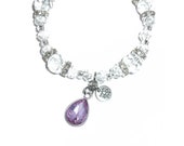 June Birthstone Charm Bracelet - Crystal Stretch Charm Bracelet by Hidden Hollow Beads