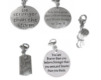 Inpirational Clip On Charms - 4 Pack of Encouraging Charms - Bag Charms-  Zipper Charms - Keychain Charm - Purse Charms