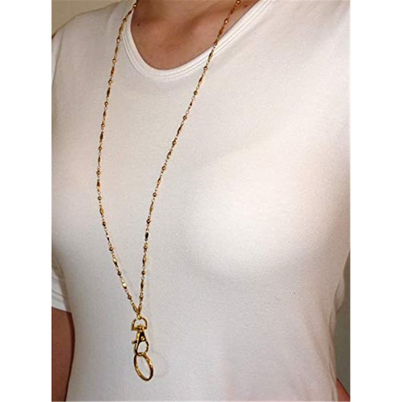 Women's Beaded Lanyard - 34 Inch Super Slim White, Magnetic Breakaway Or Stronger Non-Breakaway Clasp