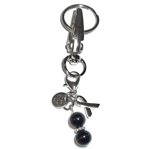 Melanoma Awareness Keychain by Hidden Hollow - Cancer Awareness Key Chain Ring, Women's Purse or Necklace Charm, Comes in a Gift bag!