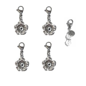 Flower Charms 4 PK -  Backpack Charms - Flower Clip On Charms - Zipper Charms - Keychain Charm - Purse Charms - Clip On Charms for Bracelets