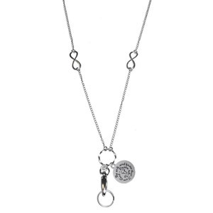 Christian Lanyard Necklace, Women&#39;s Silver Chain Lanyard for Teachers - Nurse Lanyard - 34&quot; Long- Be Still And Know That I Am God
