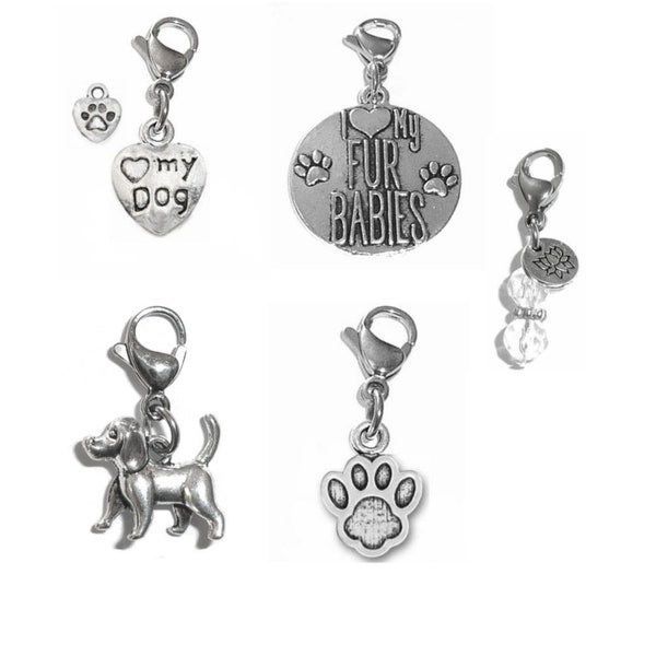 Dog Charms For Bracelet - Dog Charms - 4 Pack Mixed Dog Lover Charms - Bag Charms-  Zipper Charms - Keychain Charm - Purse Charm