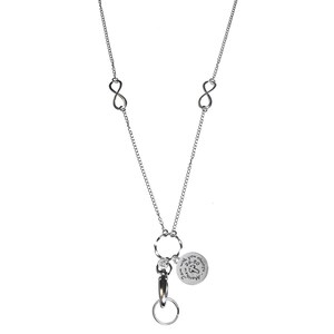 Christian Lanyard - Silver Chain Lanyard Necklace, Women&#39;s Silver Chain Lanyard for ID Badge Holder and Keys, 34&quot; Long- I Am With You Always