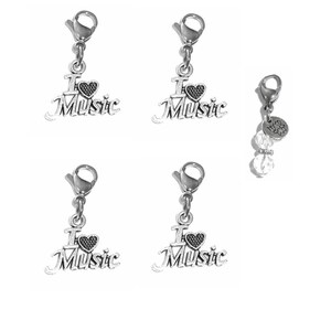 Bag Charms-  Backpack Charms - I Love Music Clip On Charms - Zipper Charms - Keychain Charm - Purse Charms - Clip On Charms for Bracelets