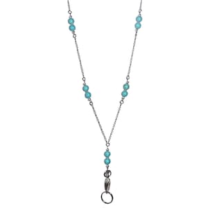 Turquoise Jewelry Lanyard Necklace, 34&quot; ID Badge Holder, Women&#39;s Fashion Lanyard - Turquoise Necklace Lanyard