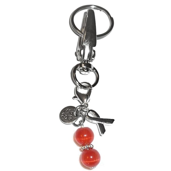 Leukemia Awareness Keychain by Hidden Hollow - Cancer Awareness Key Chain Ring, Women's Purse or Necklace Charm, Comes in a Gift bag!